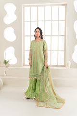 3-Piece Sharara  Embroidered Suit