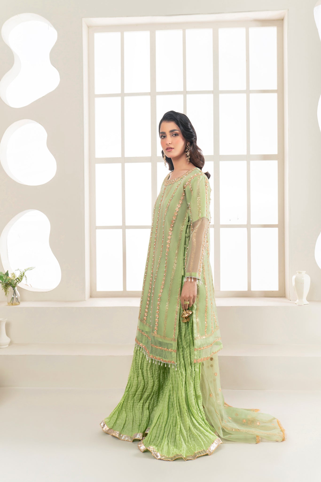 3-Piece Sharara  Embroidered Suit