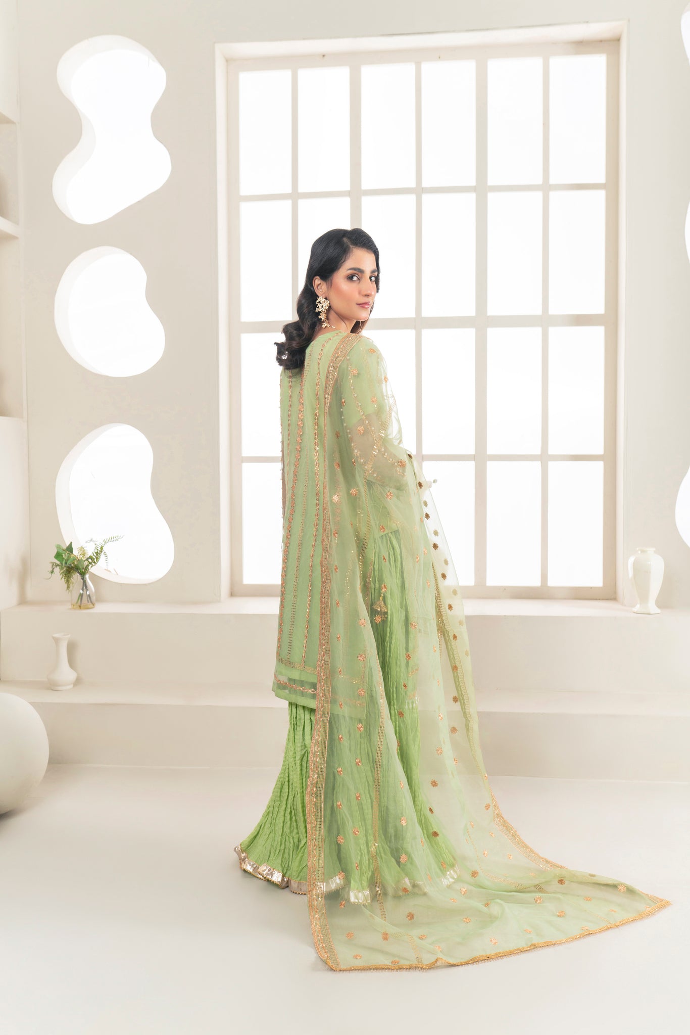 3-Piece Sharara  Embroidered Suit