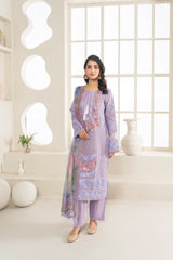 3-Piece Cotton Karandi Net Mon Printed Dupatta with Fully Embroidered