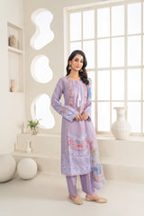 3-Piece Cotton Karandi Net Mon Printed Dupatta with Fully Embroidered
