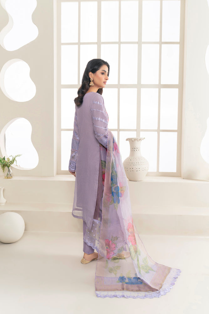 3-Piece Cotton Karandi Net Mon Printed Dupatta with Fully Embroidered