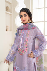 3-Piece Cotton Karandi Net Mon Printed Dupatta with Fully Embroidered
