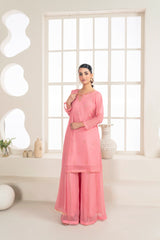 Organza Embroidered Shirt, Printed Dupatta, and Russian Grip Trousers - 3PC Suit