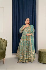 Fully Embroidered and Fully Embellished Maxi Organza 3PC Suite