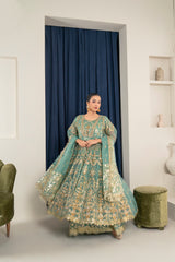 Fully Embroidered and Fully Embellished Maxi Organza 3PC Suite