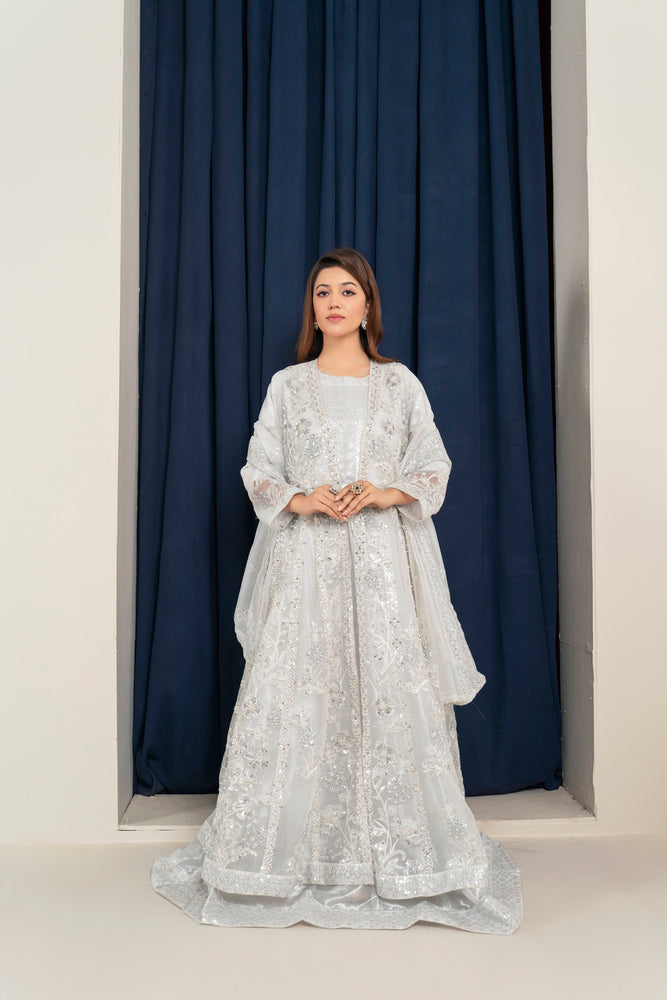 Organza Maxi Gown Style Fully Embroidered and Embellished Party Wear Dress