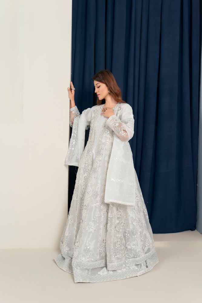 Organza Maxi Gown Style Fully Embroidered and Embellished Party Wear Dress