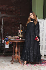 Maksi Frock with Stone Work 3-Piece Set in Black