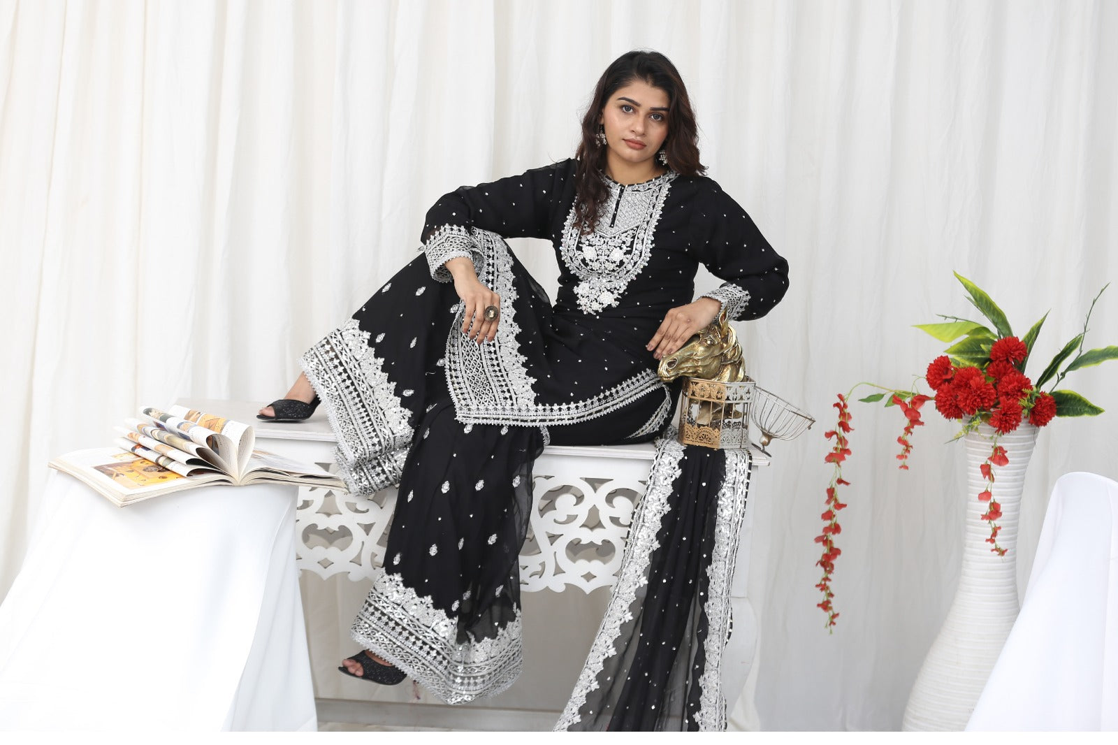 Shafoon Fully Embroidered Design 3piece Suit