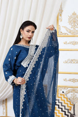 Handmade Embroidered Chiffon Saree