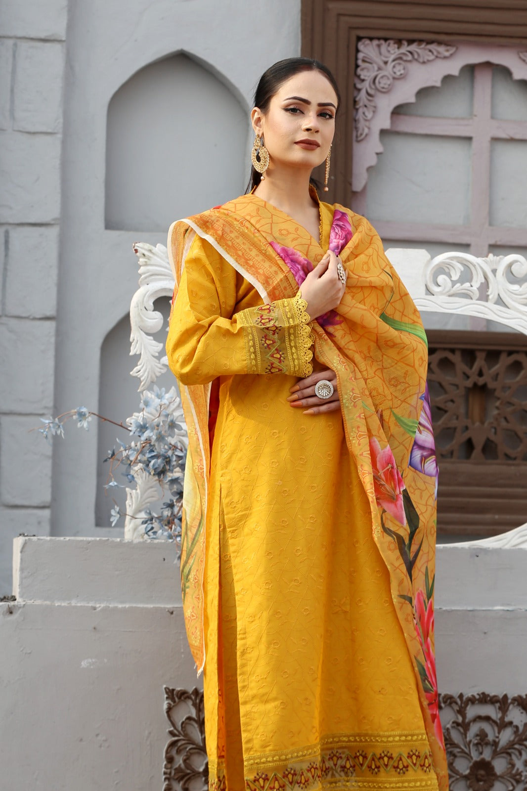 Elegant Monar Print Cotton Lawn Ready-to-Wear Outfit with Fully Embroidered Dupatta