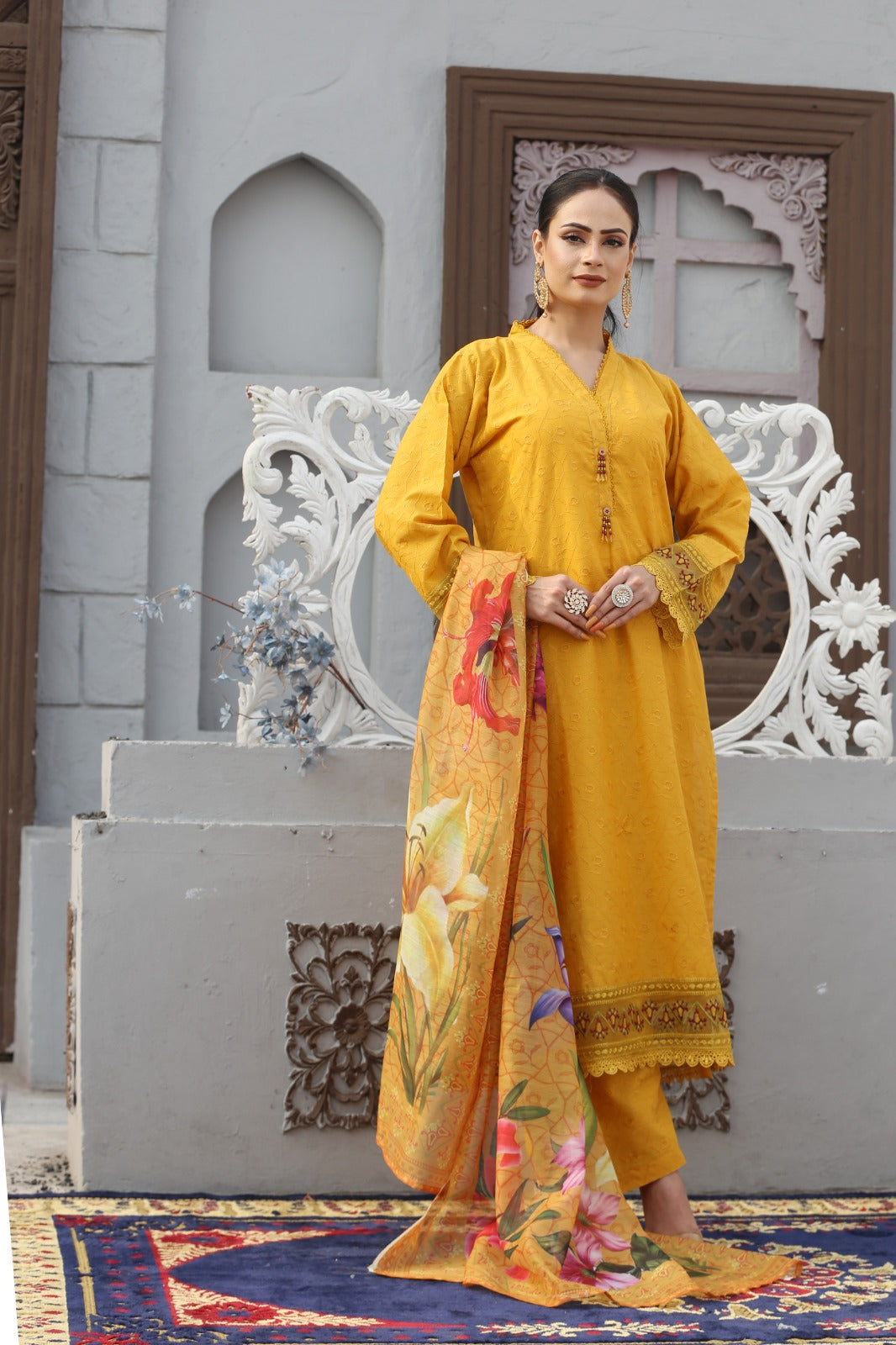 Elegant Monar Print Cotton Lawn Ready-to-Wear Outfit with Fully Embroidered Dupatta