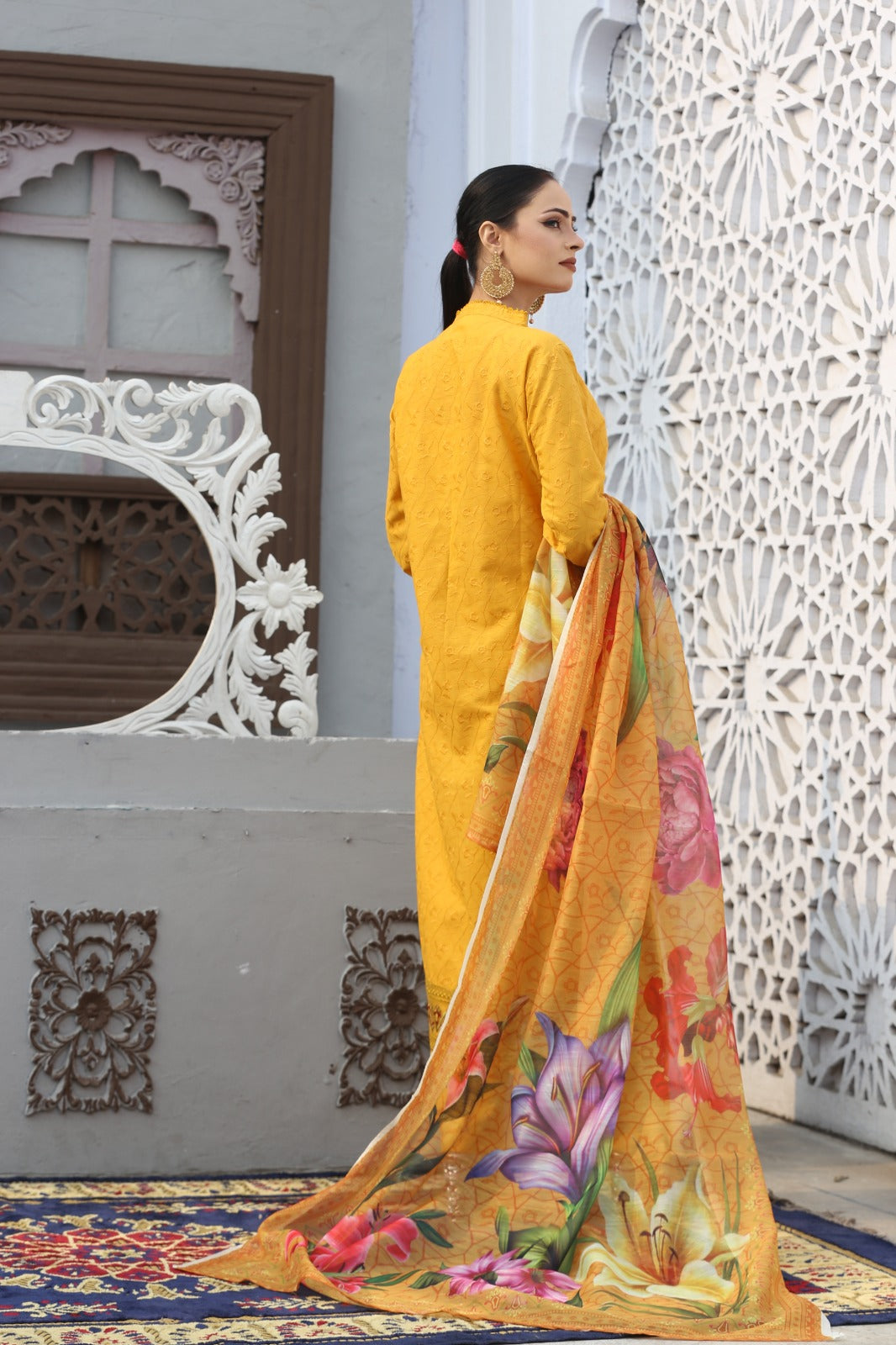 Elegant Monar Print Cotton Lawn Ready-to-Wear Outfit with Fully Embroidered Dupatta