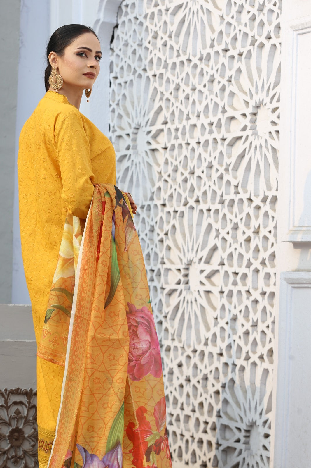 Elegant Monar Print Cotton Lawn Ready-to-Wear Outfit with Fully Embroidered Dupatta