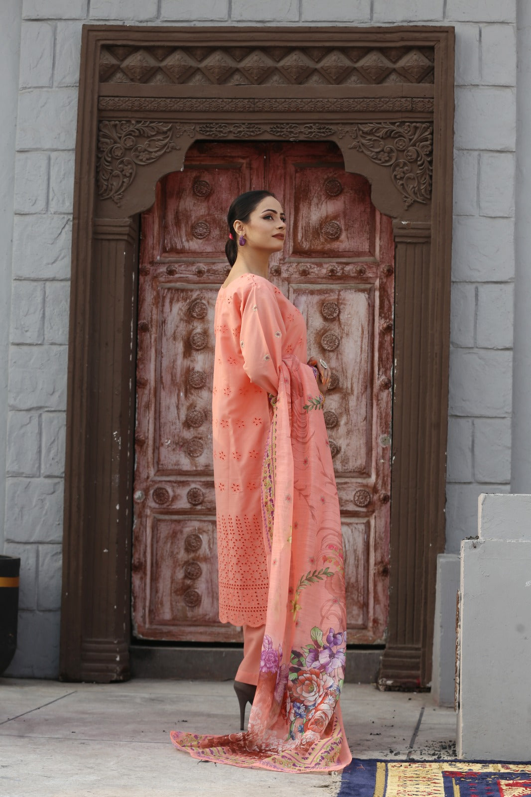 3pc Embroidered Cotton Lawn Ready-to-Wear Suit with Plan Trozar